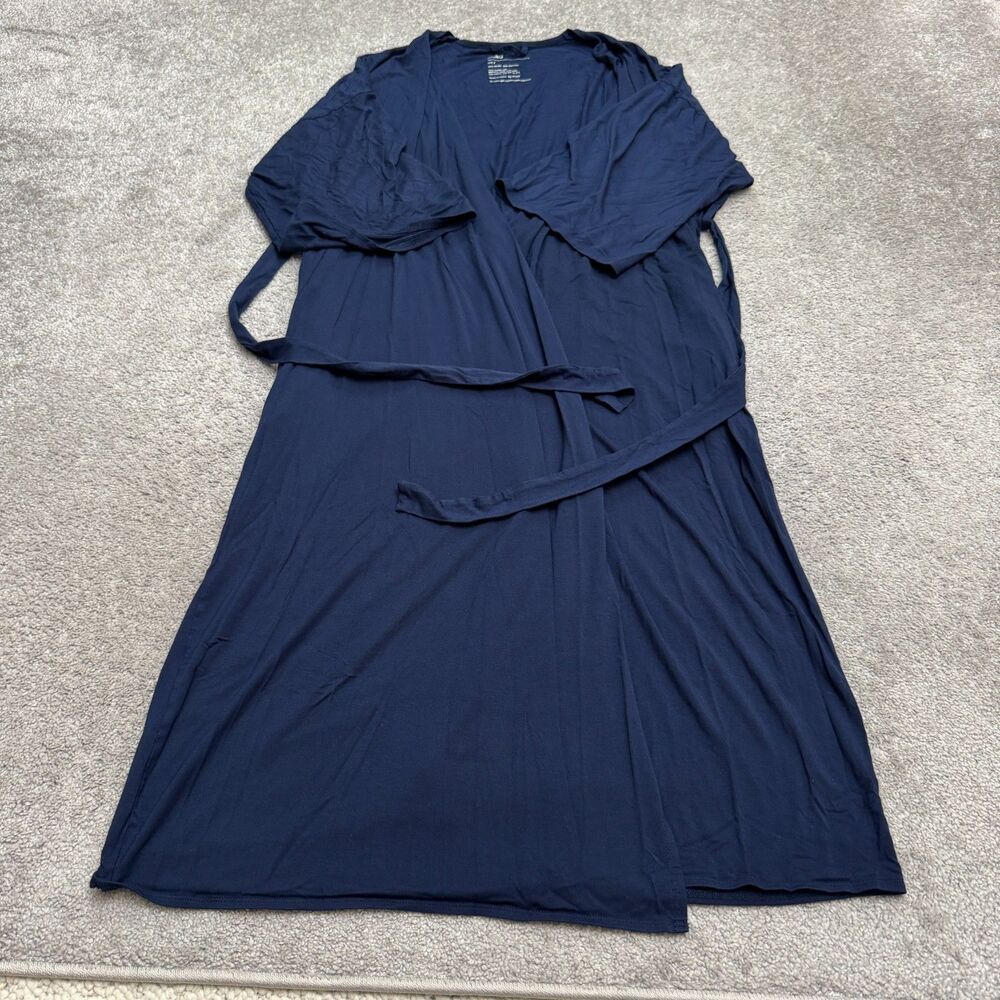 Storq Maternity Dress Belted Wrap Robe Womens Size 2 Navy Blue Modal Stretch